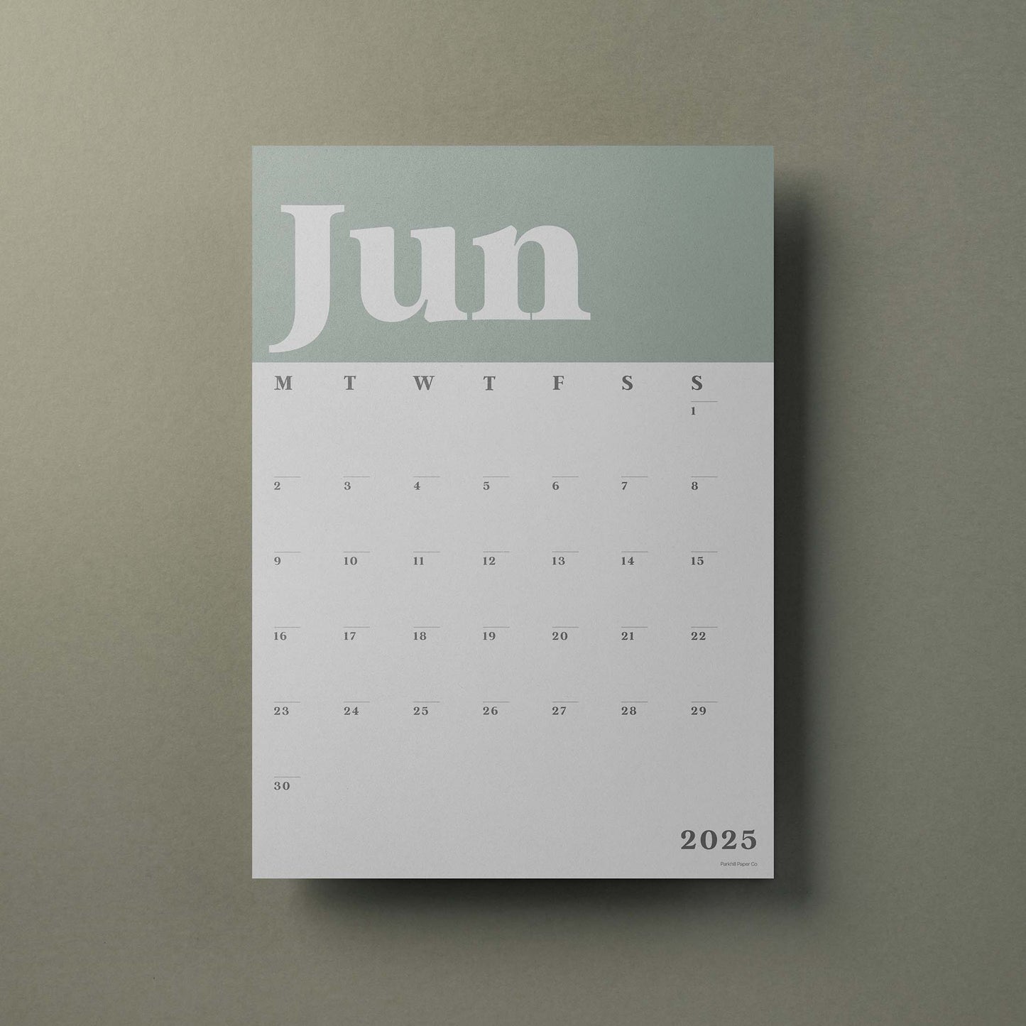 A3 Wall Calendar Sheets, Green & White, Start Any Month, 2025-2026,