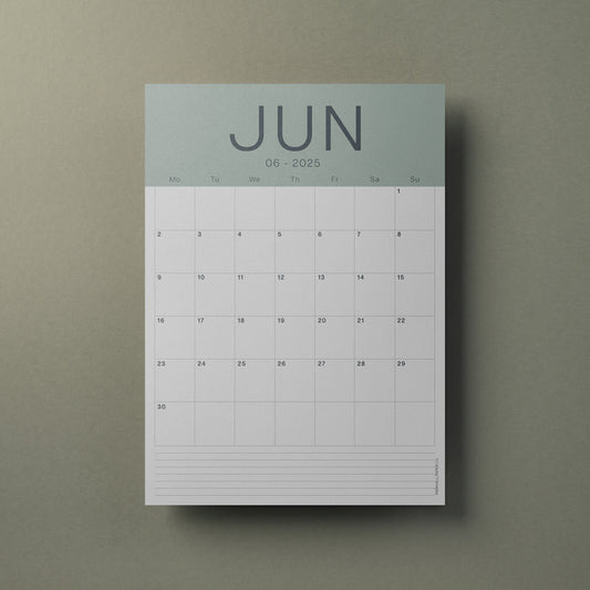 A3 Calendar Sheets – Coastal Colours, Monthly Planner, 2025–2026, Individual Pages