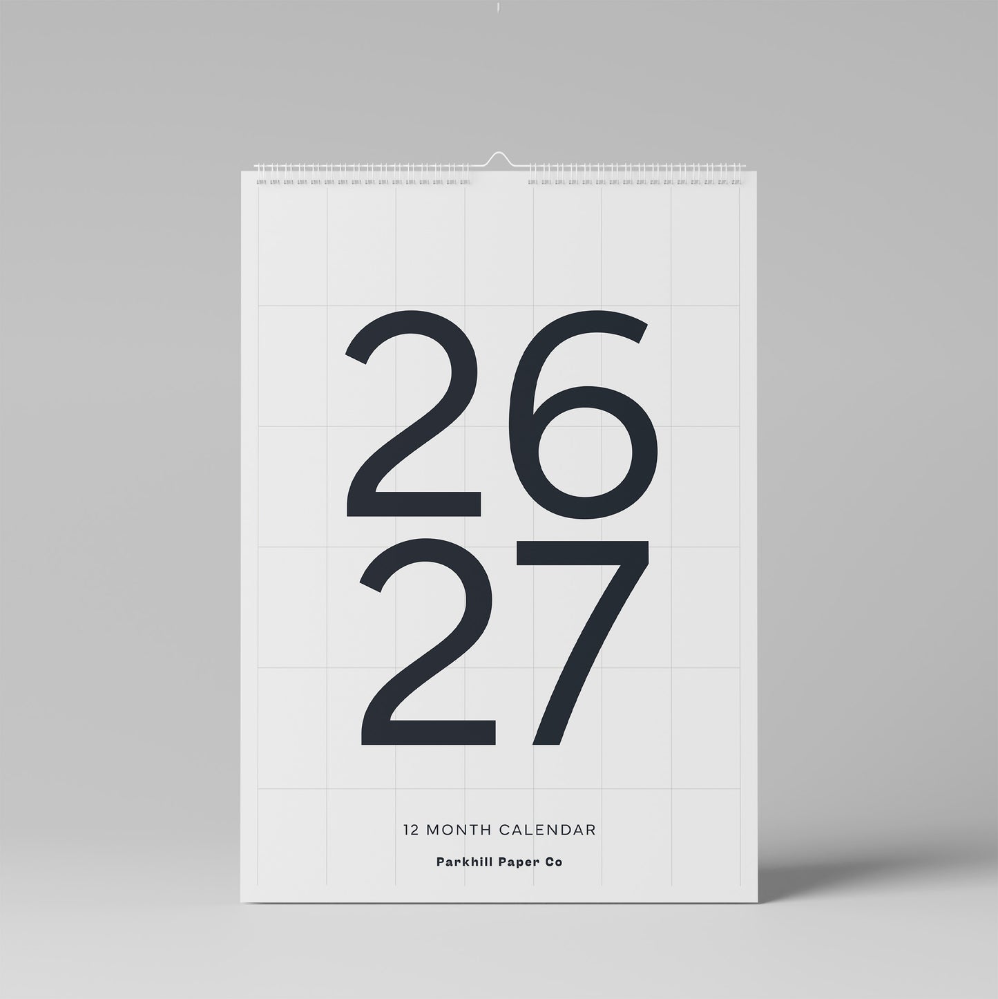 2026-2027 Wall Calendar, Black on White, Large Numbers, A3 Size