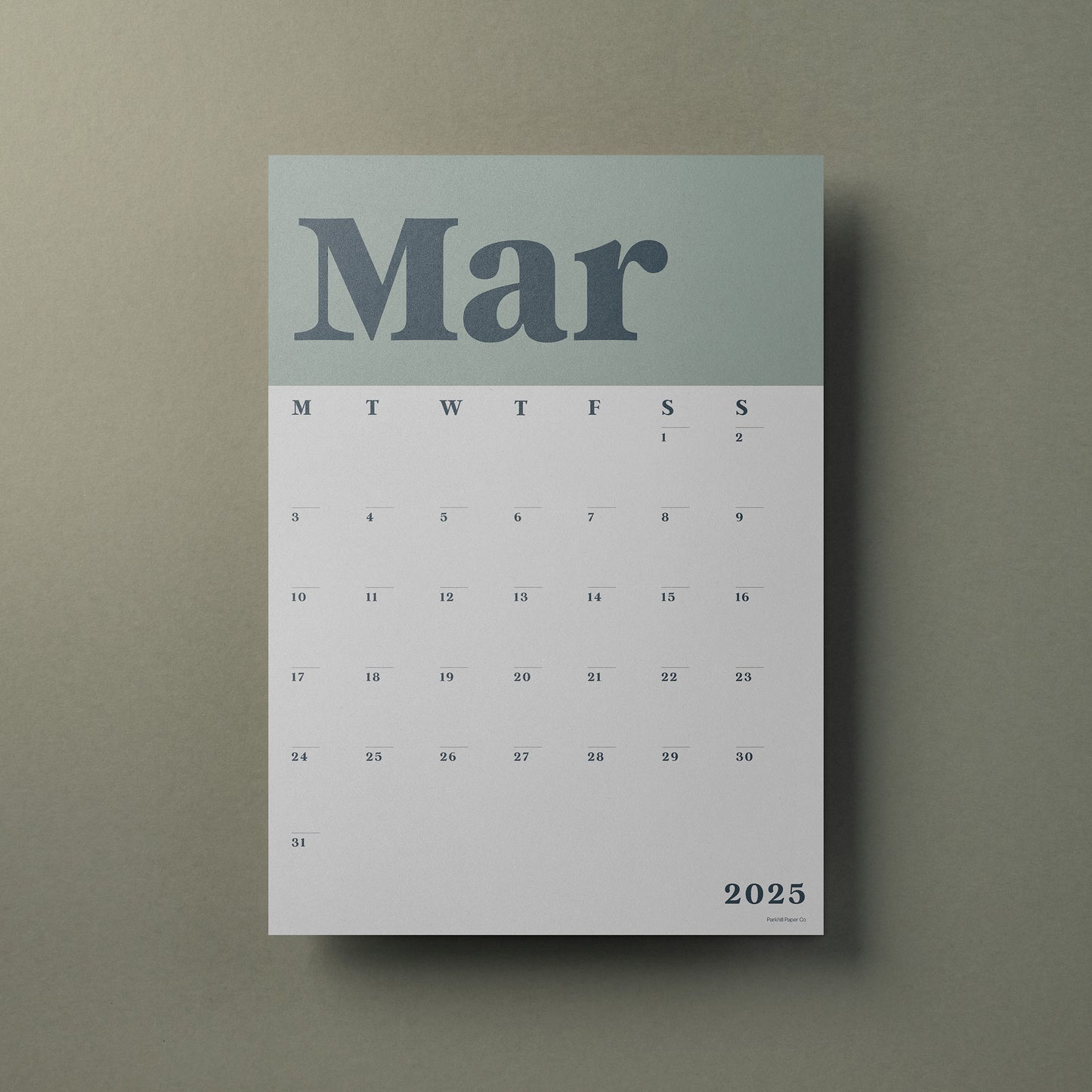 A3 Wall Calendar Sheets, Signature Green, Individual Sheets, Start Any Month, 2025 - 2026 Wall Calendar