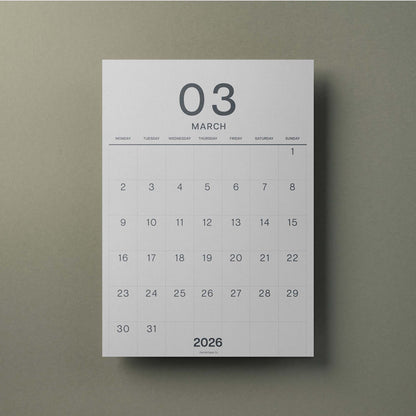 A3 Calendar Sheets, Large Numbers, Monthly Planner, Monday Start