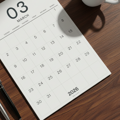 2026 Wall Calendar, Large Numbers, A3 Size