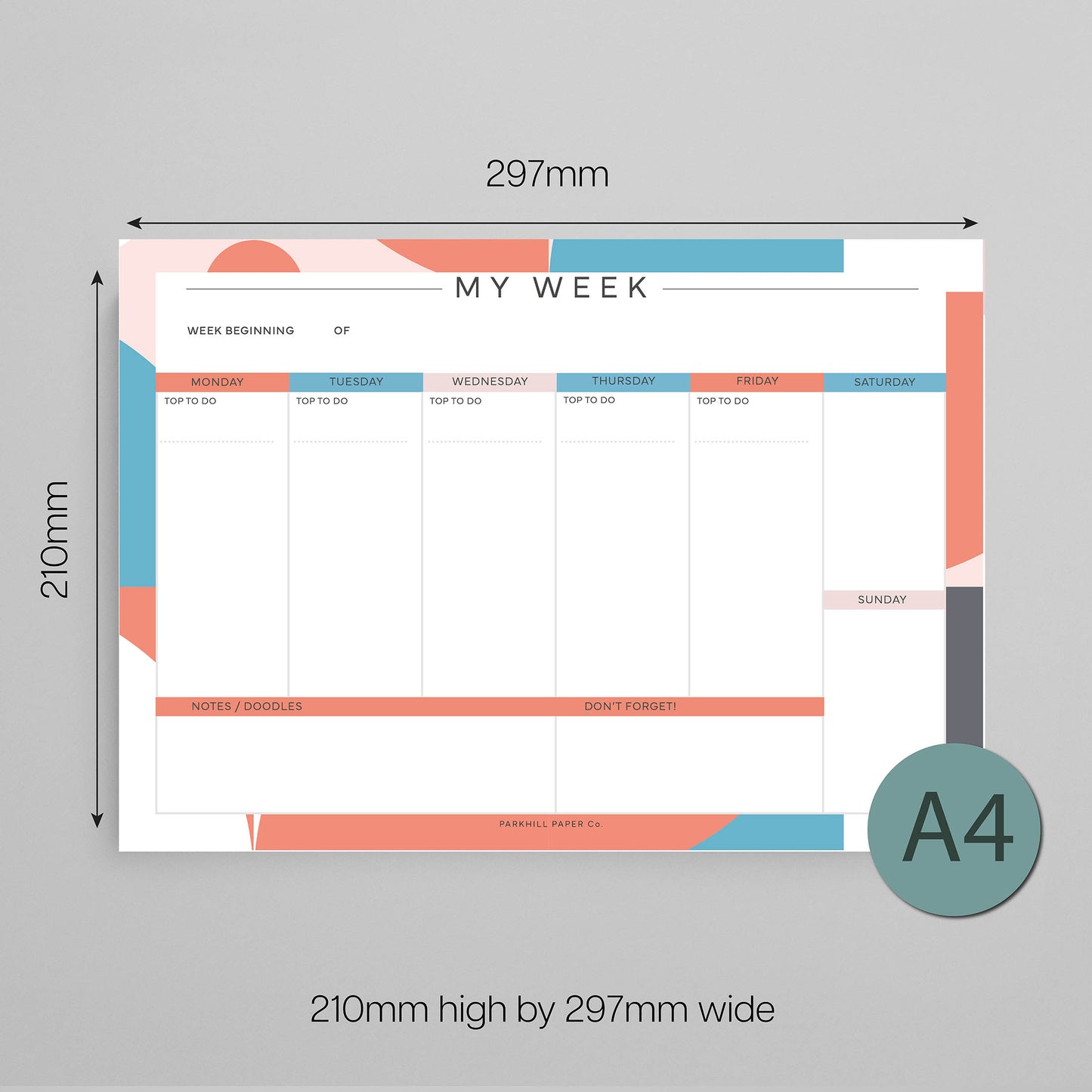 My Week A4 Desk Pad - Geometric Design