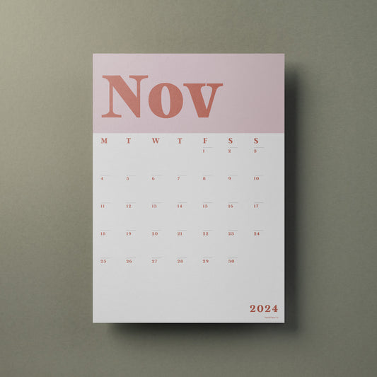 Wall Calendar Sheets, A3 Size, Pink