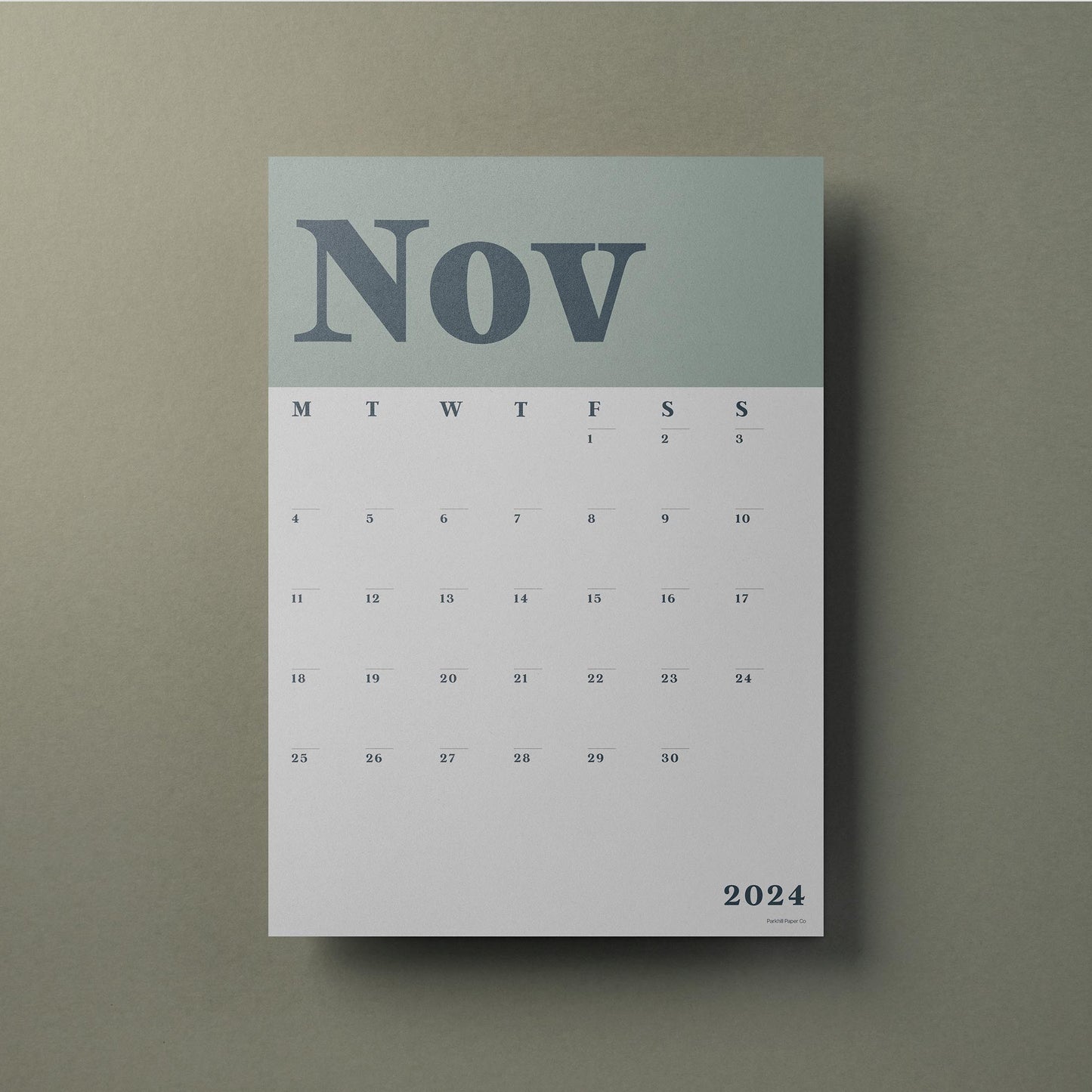 A3 Wall Calendar Sheets, Signature Green, Individual Sheets, Start Any Month, 2024 - 2025 Wall Calendar