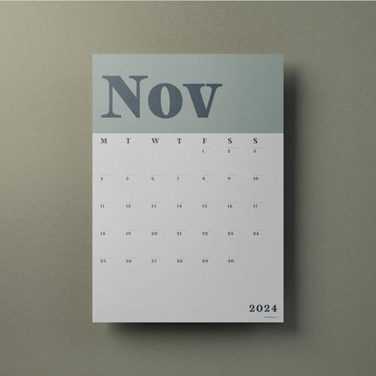 A3 Wall Calendar Sheets, Signature Green, Individual Sheets, Start Any Month, 2024 - 2025 Wall Calendar