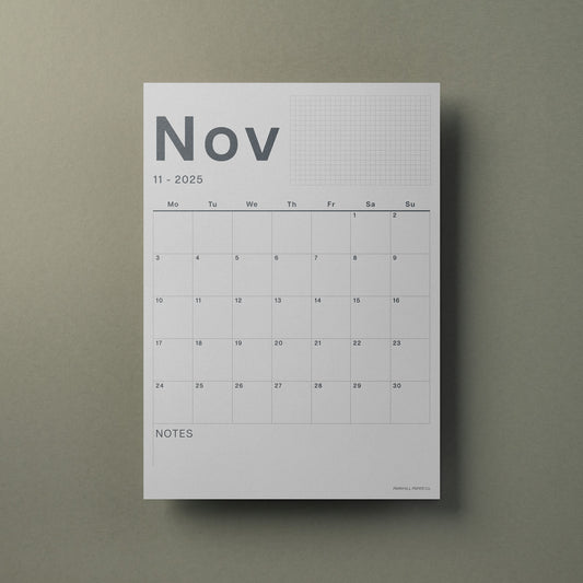 A3 Calendar Sheets – Original Minimal Design, Bold Black & White, 2025-2026