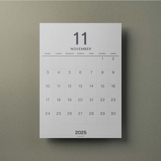 A3 Calendar Sheets, Large Numbers, Monthly Planner, Monday Start