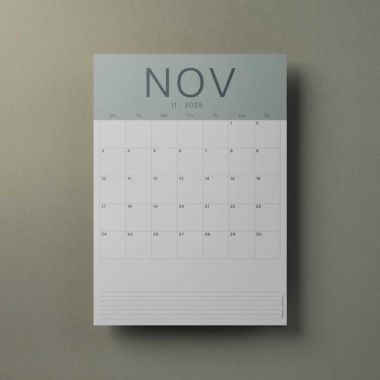 A3 Calendar Sheets – Coastal Colours, Monthly Planner, 2025–2026, Individual Pages