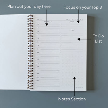 Daily Planner Spiral Bound Notebook, Fresh Mint Colour Cover