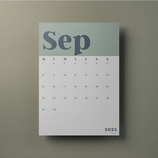 A3 Calendar Sheets – Classic Green, Monthly Planner 2025–2026, Individual Pages