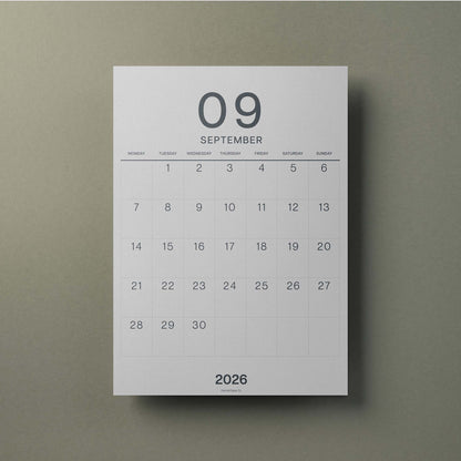 A3 Calendar Sheets, Large Numbers, Monthly Planner, Monday Start
