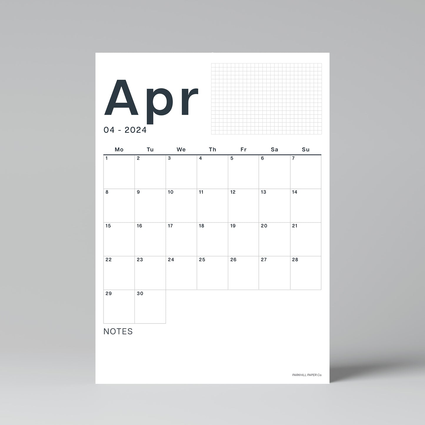 A3 Wall Calendar Sheets, Start any Month, Individual Sheets, Large Mon