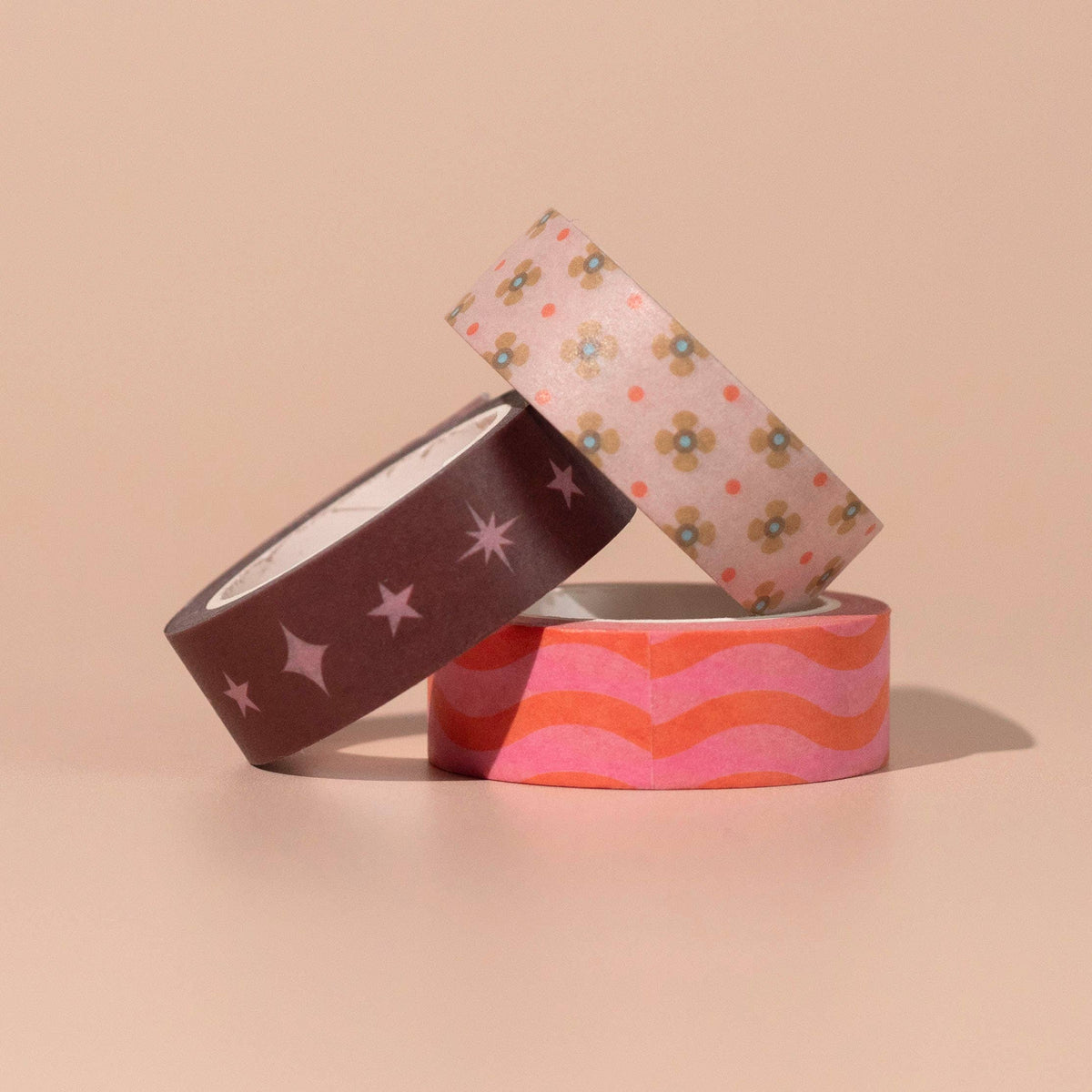 Wiggle Wave Washi Tape, Pink & Orange