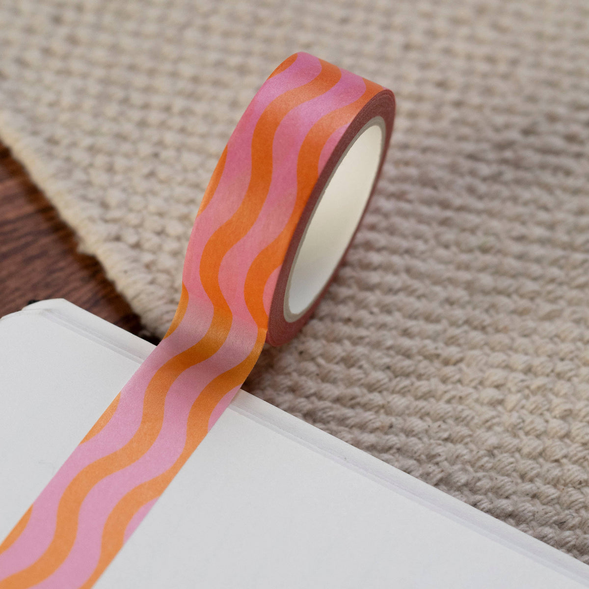 Wiggle Wave Washi Tape, Pink & Orange